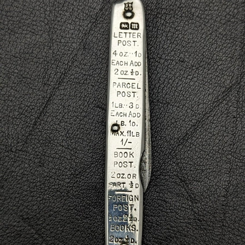 1904年 英国アンティーク 純銀ハンドル 折りたたみミニナイフ 物差し付き